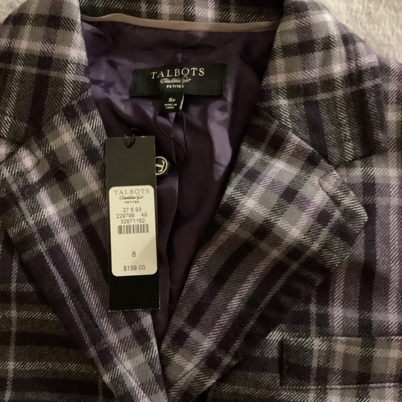 NWT Talbots purple plaid blazer size 8P - Picture 2 of 8